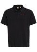 Thumbnail Polo en maille piquée de coton noir uni à col boutonné et Batwing poitrine