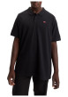 Thumbnail Polo en maille piquée de coton noir uni à col boutonné et Batwing poitrine - Image 3