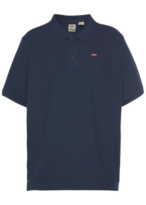 Polo en maille piquée de coton bleu marine à col boutonné et Batwing poitrine
