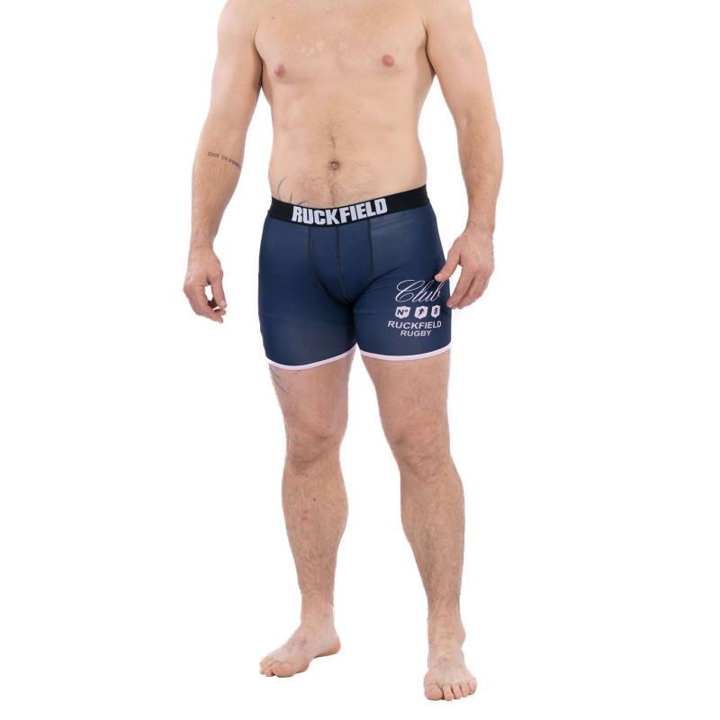 Ruckfield - Boxer Marine Uni Avec Une Coupe Fermée Et Nom De La Marque Brodé - Marine