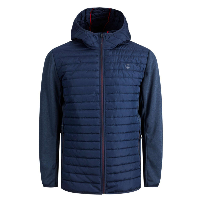 Jack & Jones + - Doudoune à Capuche Multi Quilted Jacket Marine Matelassée à Coupe Droite - Marine