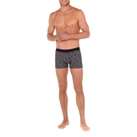Boxer classique noir fantaisie avec motif roses