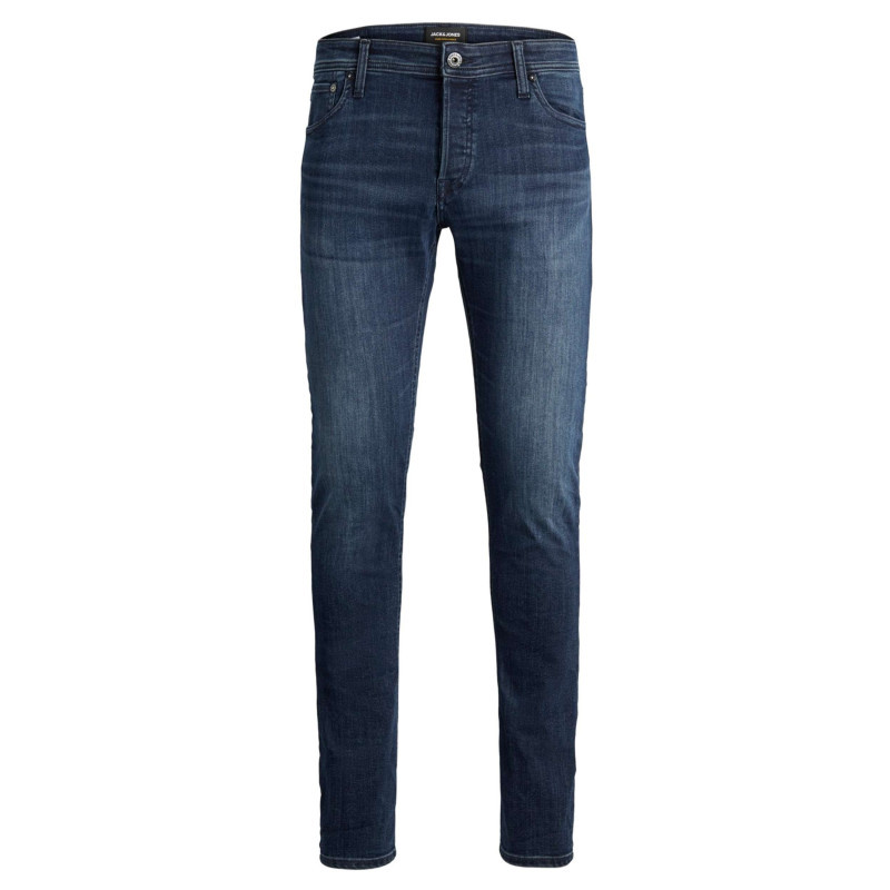 Jack & Jones + - Jean Slim Bleu Délavé En Coton Mélangé Avec 5 Poches Et Rivets Métalliques - Bleu Jack & Jones + - Jean Slim Bleu Délavé En Coton Mélangé Avec 5 Poches Et Rivets Métalliques - Bleu