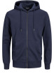 Thumbnail Sweat à capuche marine en coton mélangé avec une coupe et un zip de fermeture