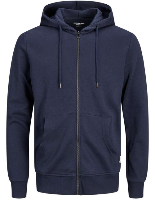 Sweat à capuche marine en coton mélangé avec une coupe et un zip de fermeture
