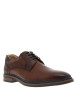 Thumbnail Derbies en cuir cognac avec empiècement foncés sur tige et fermeture à lacets ronds noirs - Image 2