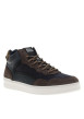 Thumbnail Baskets montantes divers cuir bleu marine et taupe à semelle sneakers plate et à lacets ronds tressés - Image 2
