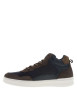 Thumbnail Baskets montantes divers cuir bleu marine et taupe à semelle sneakers plate et à lacets ronds tressés - Image 3