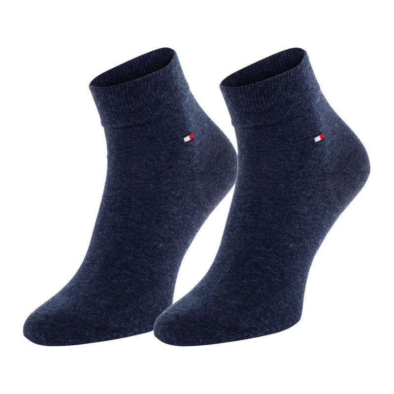 Tommy Hilfiger - Lot De 2 Paires De Chaussettes Basses En Coton Mélangé Bleues Unies Avec Logo - Bleu