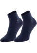 Thumbnail Lot de 2 paires de chaussettes basses en coton mélangé bleues unies avec logo