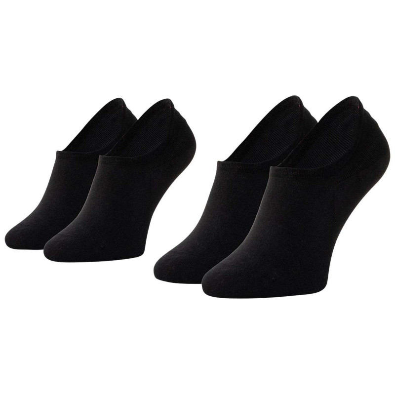 Tommy Hilfiger - Lot De 2 Paires De Chaussettes Basses En Coton Mélangé Noires Unies Invisibles - Noir