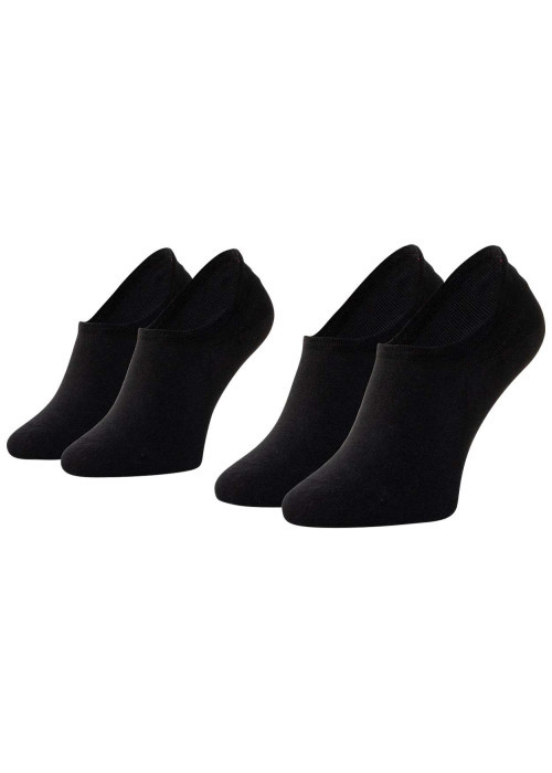 Lot de 2 paires de chaussettes basses en coton mélangé noires unies invisibles