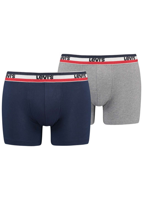 Lot de 2 Boxers bicolore marine et gris clair en coton biologique