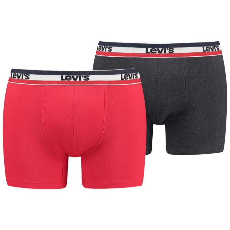 Levi's® - Lot De 2 Boxers Bicolore Rouge Et Gris Foncé En Coton Biologique - Bicolore Levi's® - Lot De 2 Boxers Bicolore Rouge Et Gris Foncé En Coton Biologique - Bicolore