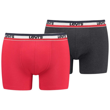 Lot de 2 Boxers bicolore rouge et gris foncé en...