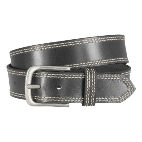 Ceinture noire unie en cuir de bœuf avec une...