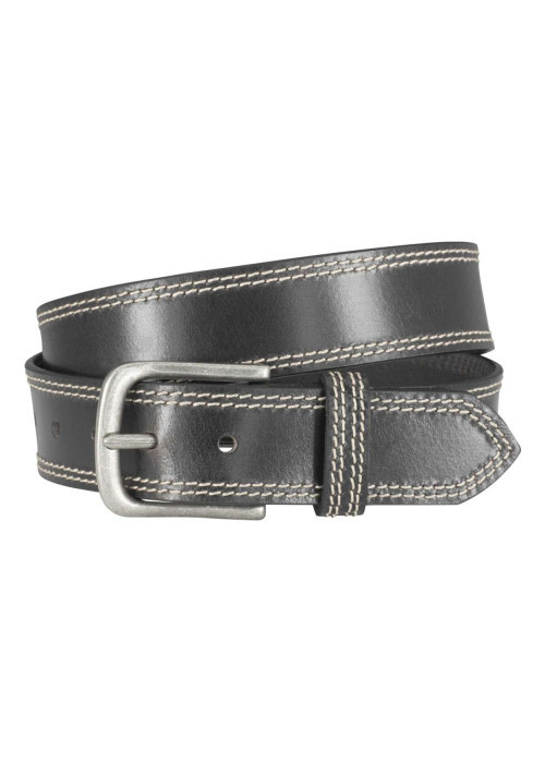 Ceinture noire unie en cuir de bœuf avec une boucle métallique