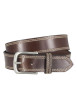 Thumbnail Ceinture marron unie en cuir de bœuf avec une boucle métallique
