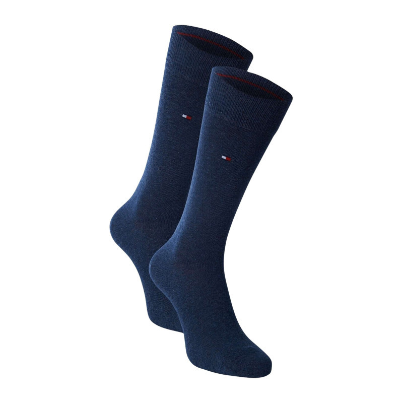 Tommy Hilfiger - Lot De 2 Paires De Chaussettes Hautes Marine Unies Avec Logo Brodé - Marine