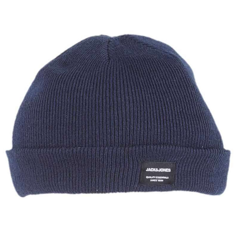 Jack & Jones - Bonnet Marine Uni En Bord Côte à Revers Et à Petite étiquette Sur Le Revers - Marine Jack & Jones - Bonnet Marine Uni En Bord Côte à Revers Et à Petite étiquette Sur Le Revers - Marine