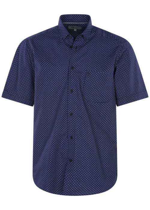Chemise en coton marine avec une coupe droite et un col américain