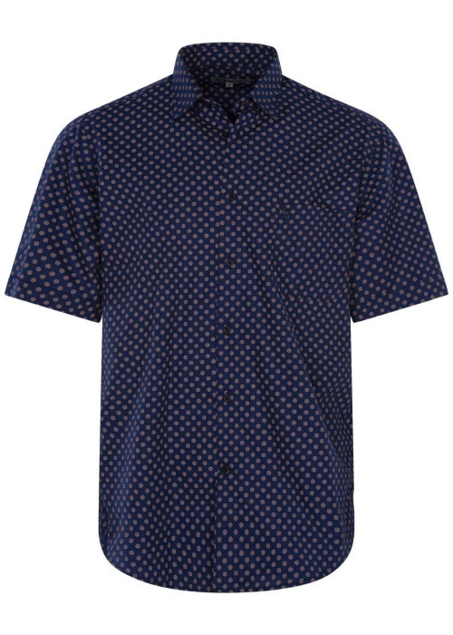 Chemise en coton marine avec une coupe droite et un col français