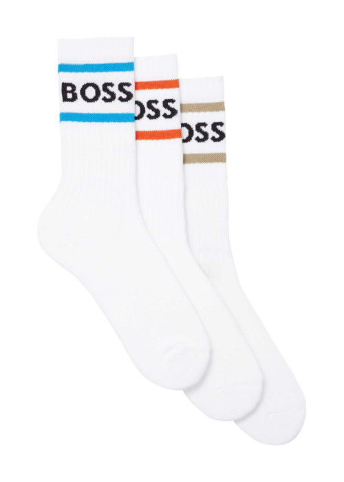 Lot de 3 paires de chaussettes hautes en coton mélangé blanches