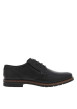 Thumbnail Derbies en cuir noir à talon décroché bas, lacet tressé et trépointe marron