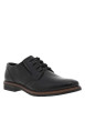 Thumbnail Derbies en cuir noir à talon décroché bas, lacet tressé et trépointe marron - Image 3