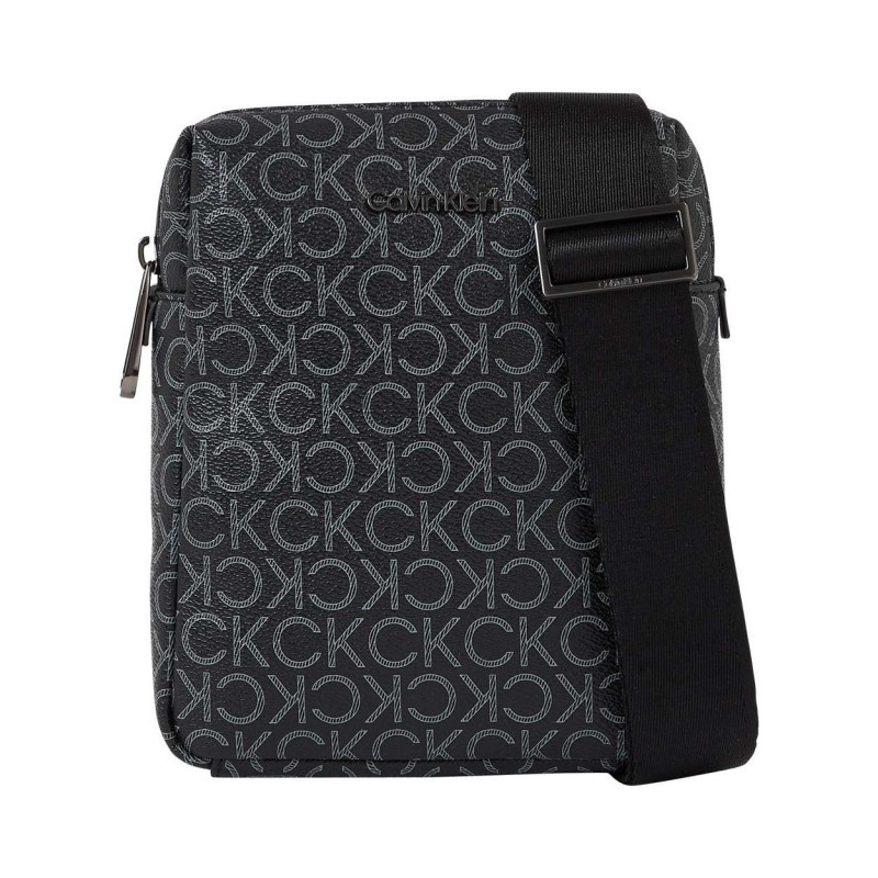 Calvin Klein Jeans - Sacoche Noire Grainée Avec Monogramme Blanc Imprimé Et Bandoulière Réglable - Noire Calvin Klein Jeans - Sacoche Noire Grainée Avec Monogramme Blanc Imprimé Et Bandoulière Réglable - Noire