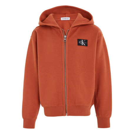 Cardigan à capuche en coton rouille uni en...