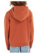 Thumbnail Cardigan à capuche en coton rouille uni en maille côtelée à manches longues - Image 3
