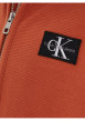 Thumbnail Cardigan à capuche en coton rouille uni en maille côtelée à manches longues - Image 6