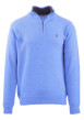Thumbnail Pull en coton bleu uni avec logo de la marque brodé et un col camionneur