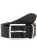 Thumbnail Ceinture en cuir noire unie avec boucle argentée avec nom de la marque