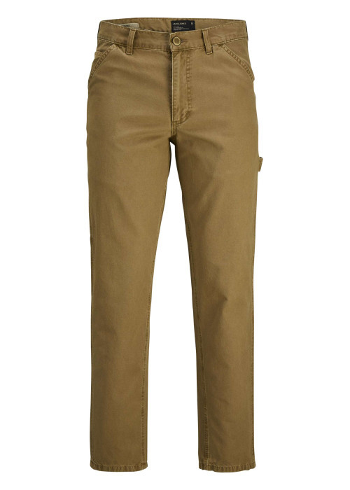 Pantalon en coton Kane Carpenter camel uni avec une coupe droite