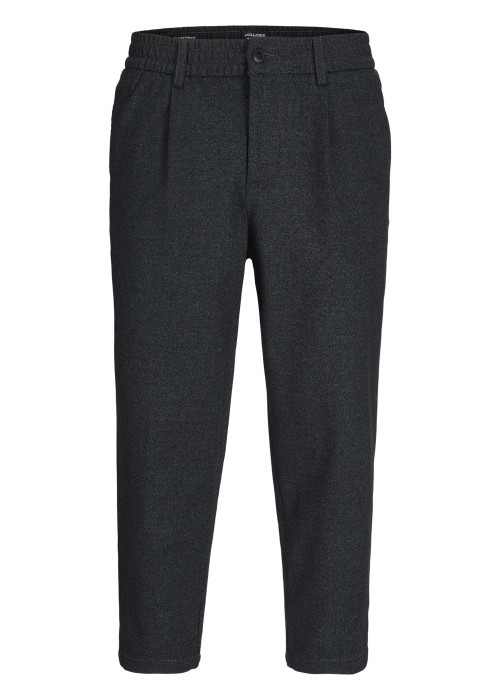 Pantalon chino anthracite uni avec une coupe droite et une taille élastiquée