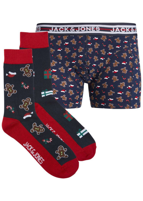 Coffret boxer et chaussettes en coton marine avec des imprimés