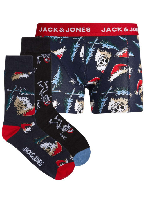 Coffret boxer marine et chaussettes en coton avec des imprimés