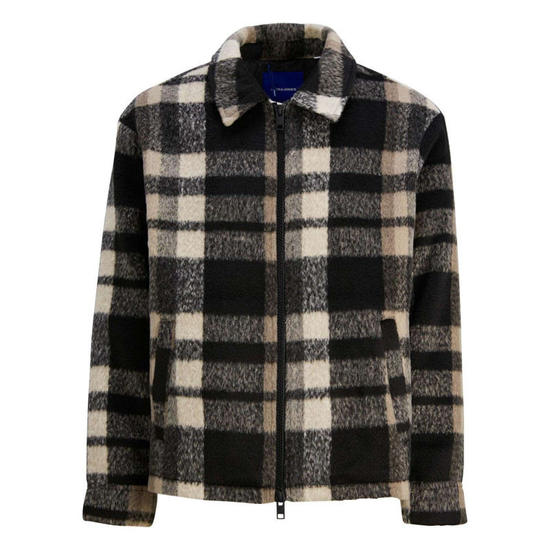 Jack & Jones - Blouson Marron à Carreaux Avec Une Coupe Droite Et Un Col Italien - Marron
