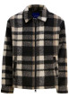 Thumbnail Blouson marron à carreaux avec une coupe droite et un col italien