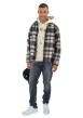 Thumbnail Blouson marron à carreaux avec une coupe droite et un col italien - Image 3