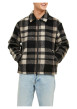 Thumbnail Blouson marron à carreaux avec une coupe droite et un col italien - Image 5