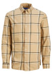 Thumbnail Chemise beige à carreaux en coton avec une coupe droite et un col français