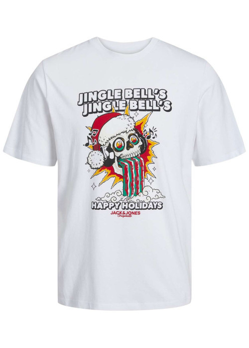T-shirt blanc en coton avec une coupe droite et des manches courtes