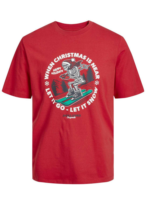 T-shirt rouge en coton avec une coupe droite et des manches courtes