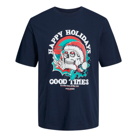 T-shirt marine en coton avec une coupe droite...