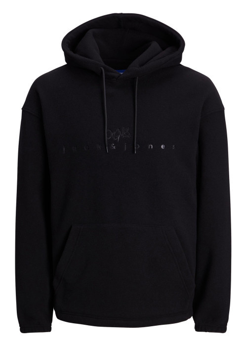Sweat à capuche noir uni avec une coupe droite...
