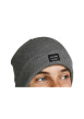 Thumbnail Bonnet gris uni avec une étiquette noire cousue sur l'ourlet - Image 2