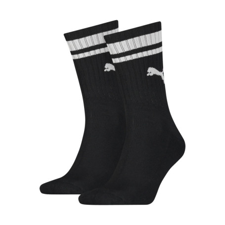 Chaussettes hautes noires unies avec tige rayée...